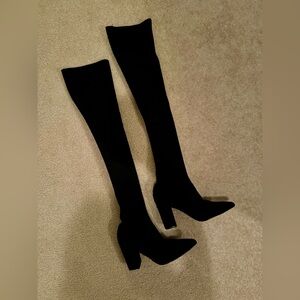 NWOT Black over the knee knit boots